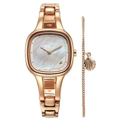Fastrack Pulse Quartz Analog Mother Of Pearl Dial Metal Strap Watch for Girls (6147WM01F)